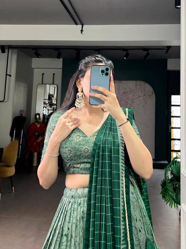 ISHANYA 01 Tasar Silk GRN Modern lehenga choli boutiques in Pune